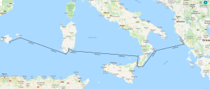 Route Porto Colom to Corfu